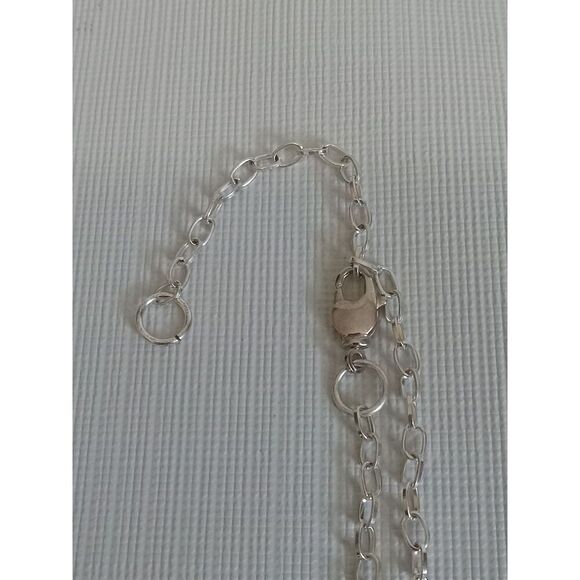 Metal Wire Wrapped Brown and Tan Oval Stone Pendant Silver Toned Chain Necklace - Picture 8 of 9